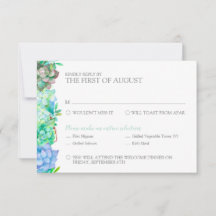 Watercolor Succulent RSVP Card - Detailed