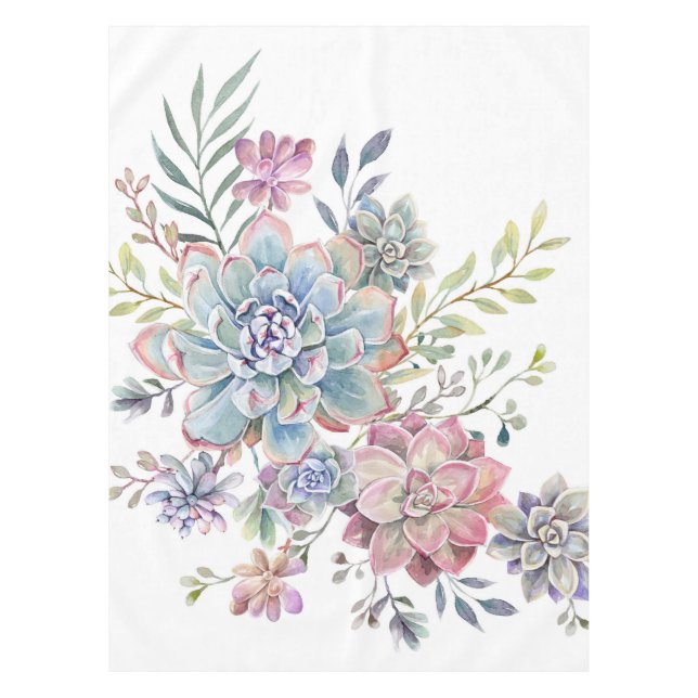 watercolor succulent tablecloth (Front)