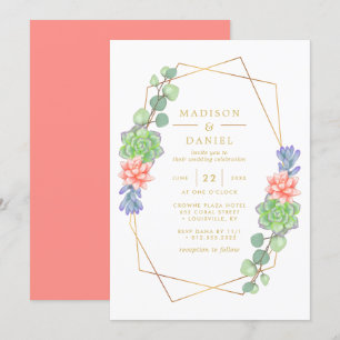 Watercolor Succulent Terrarium Wedding Invitation