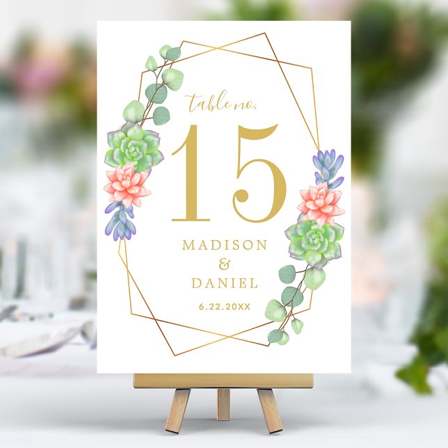 Watercolor Succulent Terrarium Wedding Table Number (Creator Uploaded)