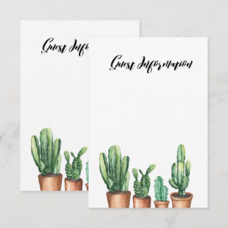 Watercolor Succulent Typography Guest Information Enclosure Card
