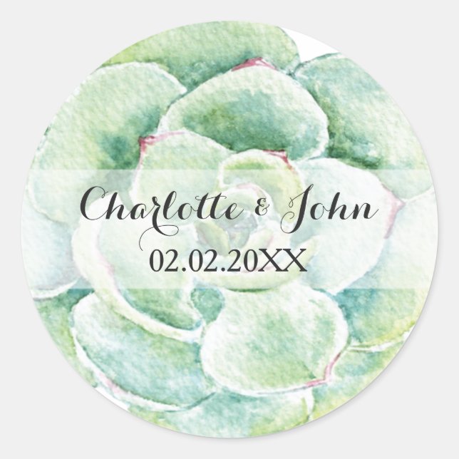 watercolor succulent wedding floral stickers (Front)