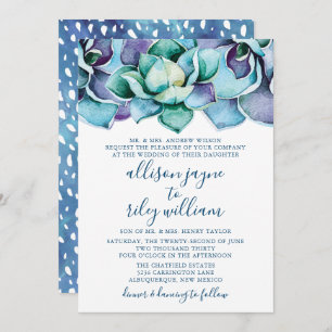 Watercolor Succulent Wedding Invitation