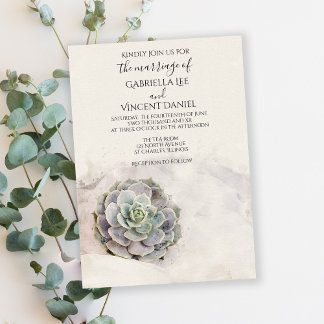 Watercolor Succulent Wedding Invitation
