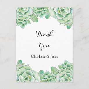 watercolor succulent wedding Thank You notes Postcard
