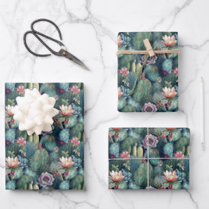Watercolor Succulent Wrapping Paper Sheet