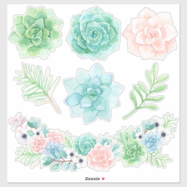 Watercolor Succulents 14 x 14 (Sheet)