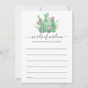 Watercolor Succulents Baby Shower Advice Card