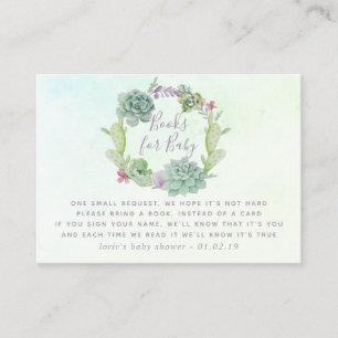Watercolor Succulents Baby Shower Book Request Enclosure Card