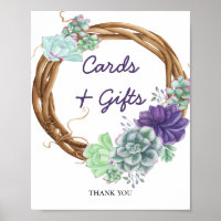Watercolor Succulents Baby Shower Cards and Gifts