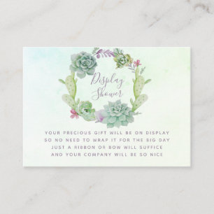 Watercolor Succulents Baby Shower Display Shower Enclosure Card