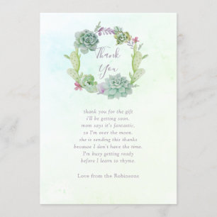 Watercolor Succulents Baby Shower Thank You