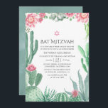 Watercolor Succulents Bat Mitzvah Invitation<br><div class="desc">Trendy succulent plants bat mitzvah invite designed to be quickly and easily customised to your event specifics.</div>