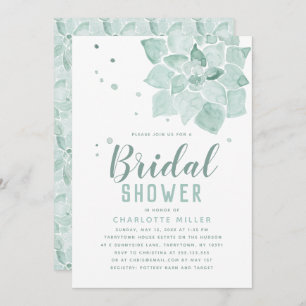 Watercolor Succulents Bridal Shower Invitation