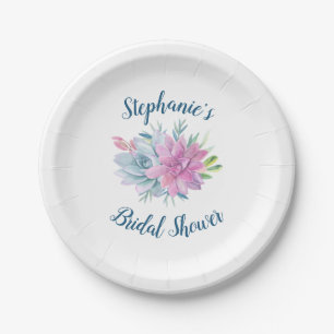 Watercolor Succulents Bridal Shower Paper Plate