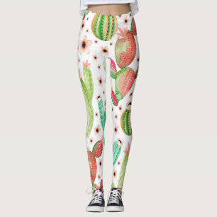 Watercolor succulents, cacti seamless pattern. leggings