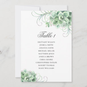 Watercolor succulents. Cacti wedding seating chart Invitation