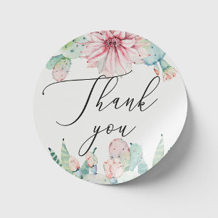 Watercolor succulents. Cactus wedding thank you Classic Round Sticker