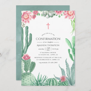 Watercolor Succulents Confirmation Invitation