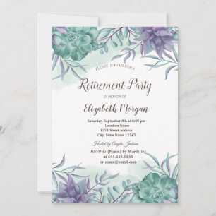 Watercolor Succulents Desert Retirement Invitation