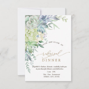 Watercolor Succulents Dots Rehearsal Dinner   Invitation