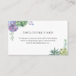 Watercolor Succulents Enclosure Card<br><div class="desc">Use this space to custom create any insert card for your invitation such as a gift registry,  wishing well,  honeymoon fund,  books for baby,  display shower,  etc. Featuring watercolor succulents,  eucalyptus leaves and desert flowers.</div>
