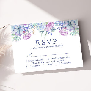 Watercolor Succulents Floral Boho Wedding RSVP Card