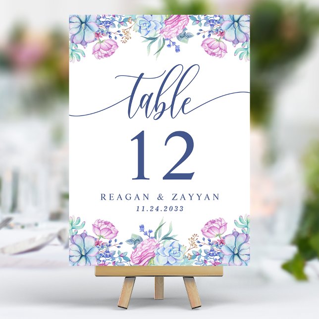 Watercolor Succulents Floral Chic Cactus Wedding Table Number (Creator Uploaded)