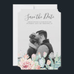 Watercolor succulents flowers. Floral cactus photo Save The Date<br><div class="desc">Watercolor succulents save the date photo card. Contact me,  please,  if you need additional items.</div>