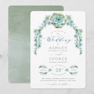 Watercolor Succulents Garden Spring Wedding Invite