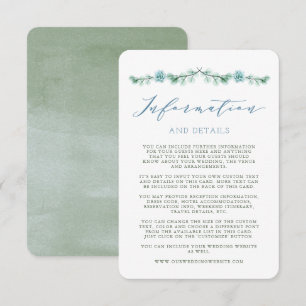 Watercolor Succulents Garden Wedding Info Card