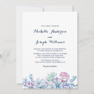 Watercolor Succulents Garden Wedding Invitation