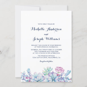 Watercolor Succulents Garden Wedding Invitation