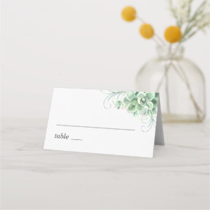 Watercolor succulents. Greenery cactus wedding Place Card