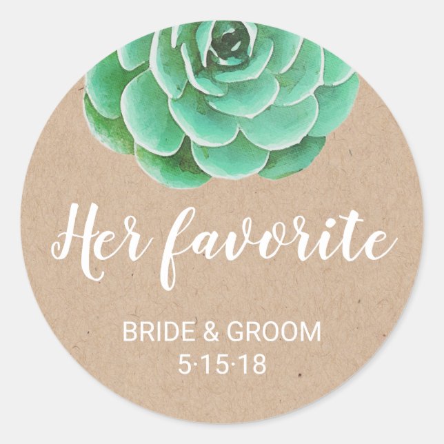 Watercolor Succulents | Her Favourite Favour Label (Front)