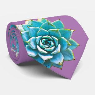 Watercolor Succulents on Lavender Tie