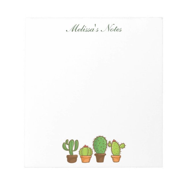 Watercolor Succulents Personalised Boho Greenery Notepad (Front)