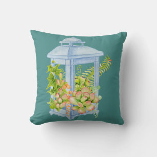 Watercolor Succulents Planter Throw Pillow