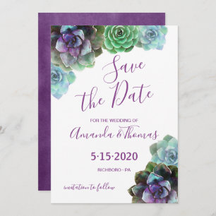 Watercolor Succulents Save the Date Invitation