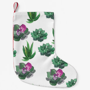 Watercolor Succulents Seamless Pattern Design Small Christmas Stocking