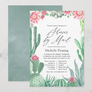 Watercolor Succulents Shower by Mail Invitation
