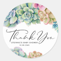 Watercolor Succulents Summer Baby Shower Thank You