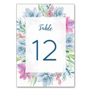 Watercolor Succulents Table Number Cards