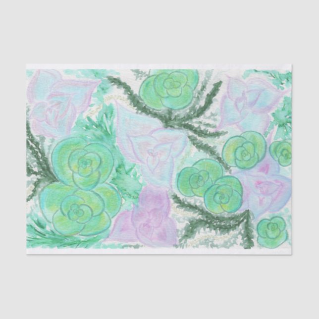 Watercolor Succulents Tissue Paper (Front)