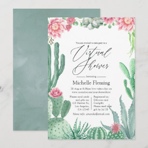 Watercolor Succulents Virtual Shower Invitation