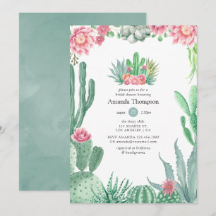 Watercolor Succulents Wedding Bridal Shower Invitation