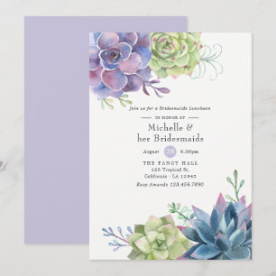 Watercolor Succulents Wedding Bridesmaids Luncheon Invitation