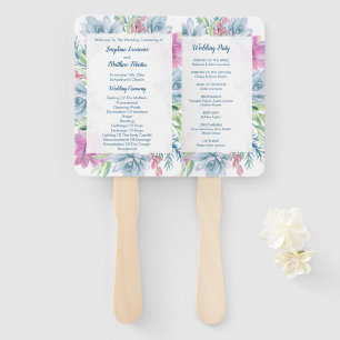 Watercolor Succulents Wedding Ceremony Programs Hand Fan