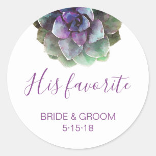 Watercolor Succulents   Wedding Favour Label
