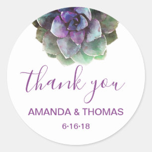 Watercolor Succulents wedding favour sticker